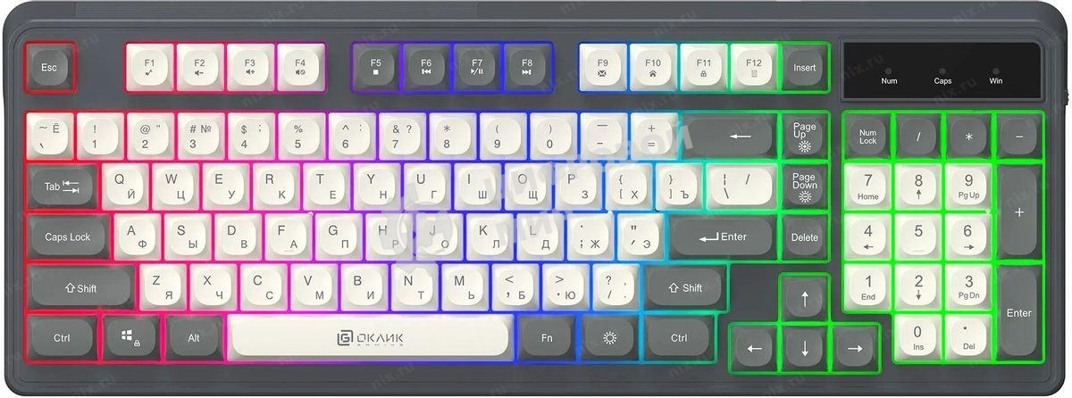 Клавиатура Oklick 731G проводная, USB Type-A, серый/белый