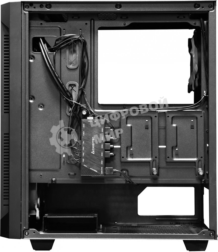 Компьютерный корпус CHIEFTEC HUNTER GS-01B-OP без БП, боковая панель из закаленного стекла, 3xARGB LED 120мм вентилятора спереди, 1xARGB LED 120мм вентилятор сзади, черный, ATX