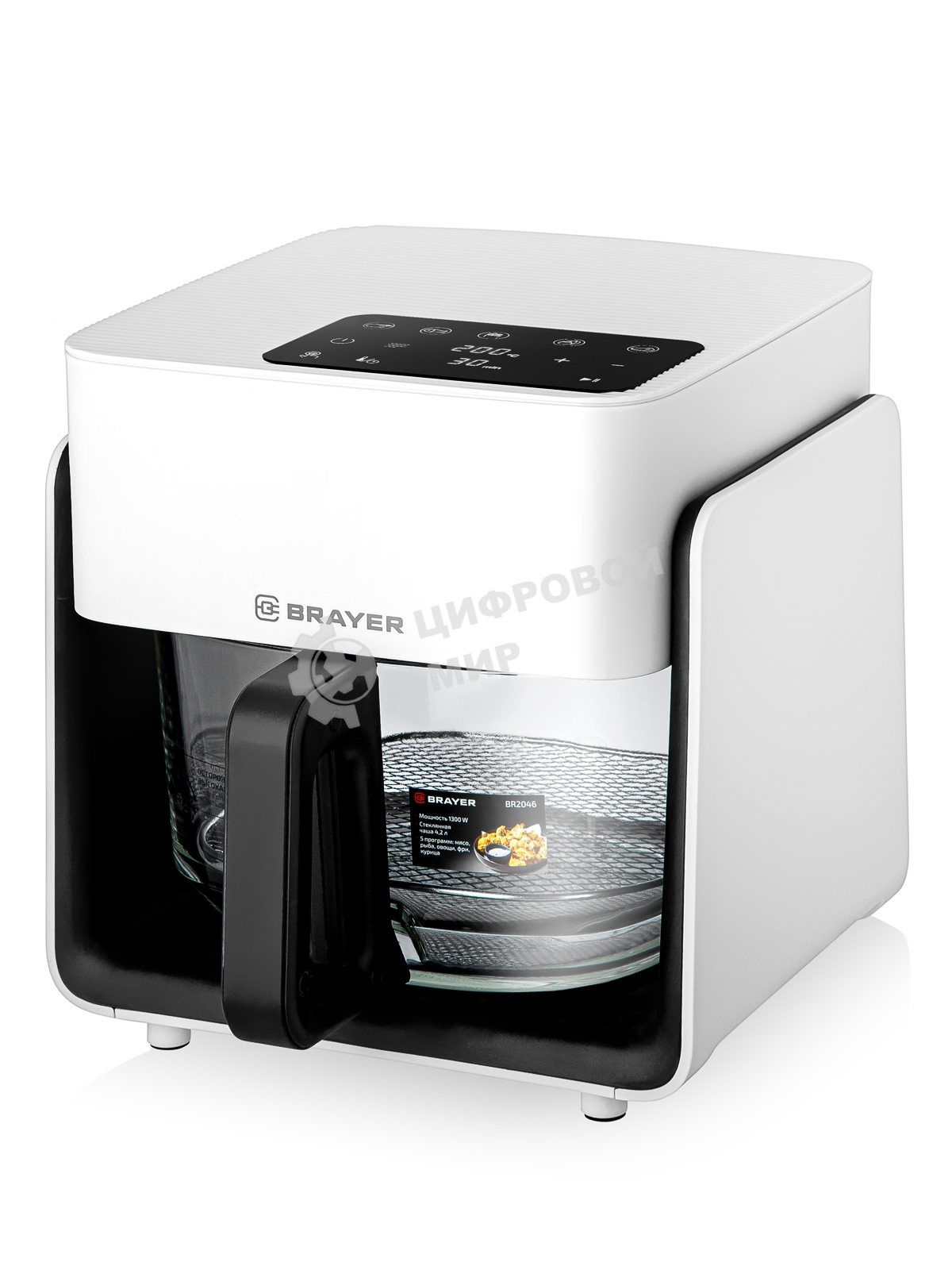 Аэрогриль Brayer 2046BR белый, 1300 Вт, 4.2 л, сенсор, 5 программ