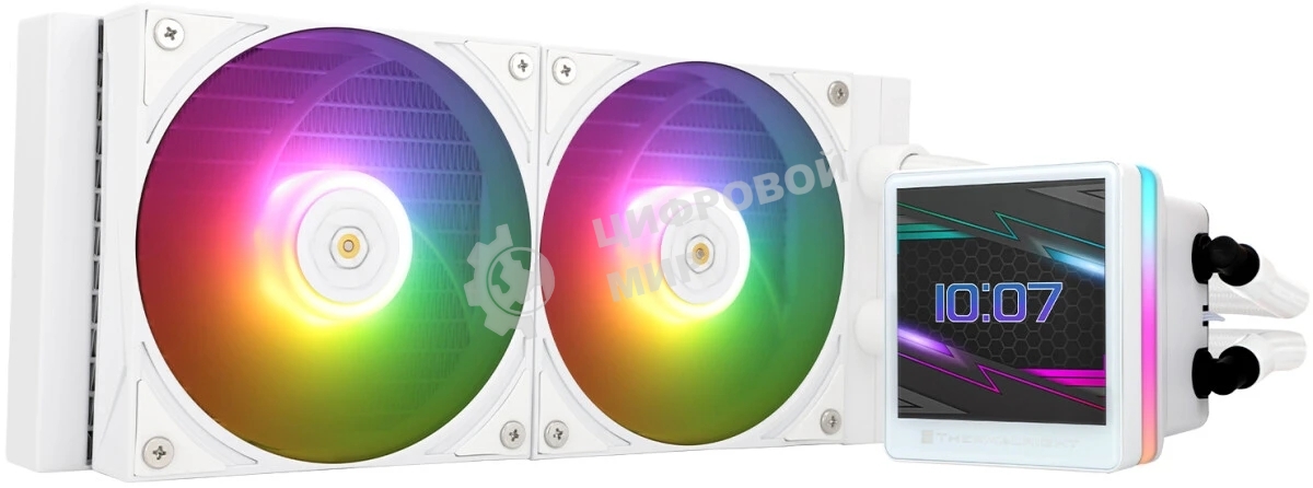 Водяное охлаждение для процессора Thermalright Grand Vision 240 (240mm, LED, White, ARGB/Fans: 2x120mm, 80.45CFM, 29.4dBA, 2150RPM/Pump height 72.5mm, 6400RPM, Rad thickness 27mm/S: 1700, 1200, 1851, 115X, 2011, 2066, AM5, AM4)