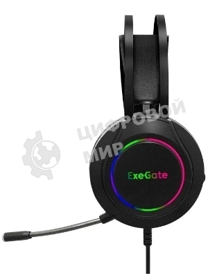 Гарнитура Exegate Cosmos HS-702GL чёрный, проводная, USB, виртуальный звук 7.1, подсветка