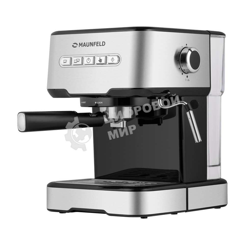 Кофеварка рожковая Maunfeld MF-724S нержавеющая сталь, исп. кофе - молотый, 1.5 л, 850 Вт, 15 Бар.