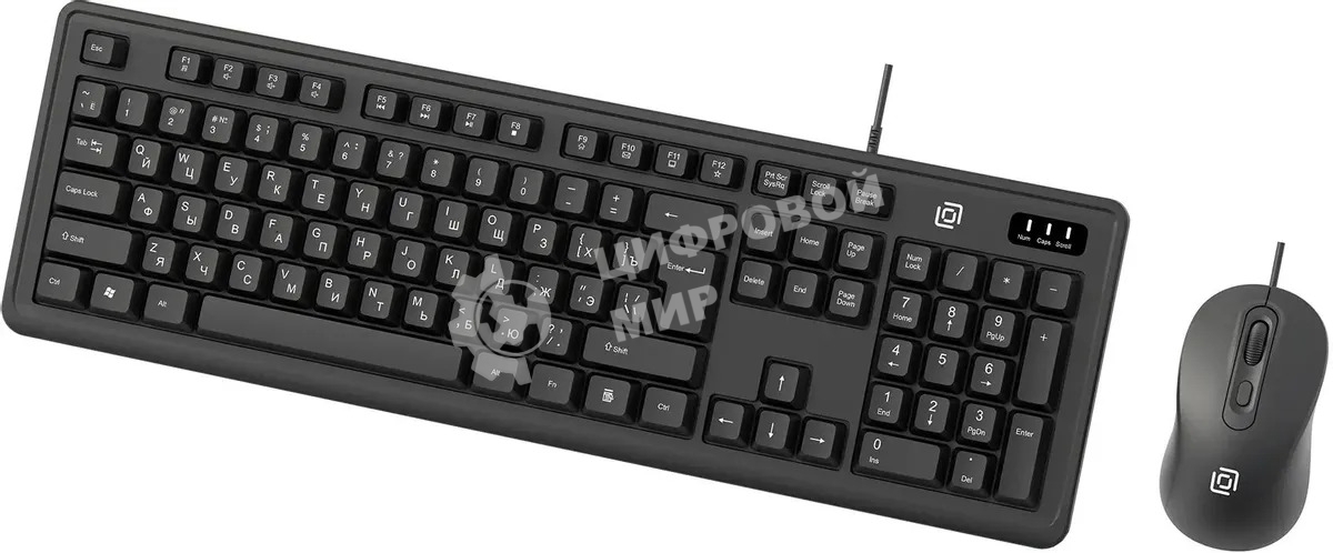 Комплект клавиатура+мышь Оклик S605 проводной USB 1800 DPI черный