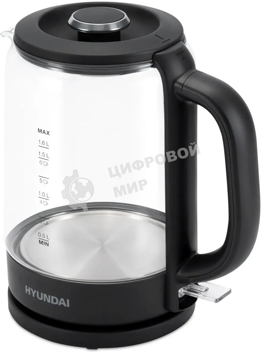 Чайник электрический Hyundai HYK-G3402 1.7л. 2200Вт серый/серебристый (корпус: стекло)