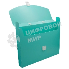 Папка-портфель Бюрократ Pastel PASTPP01GRN 1 отделение, A4, пластик, 0.7мм, мятный