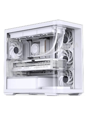 Корпус без блока питания JONSBO D300, Mini-Tower, TG, no fan, 2xUSB-A 3.2 + 1xUSB-C 3.2, mATX, mITX White