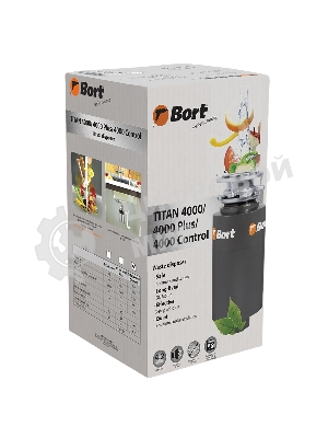 Измельчитель пищевых отходов Bort TITAN 4000 (Control) Мощность л.с. 0,75; 560 Вт; 4,2 кг/мин; 3200 об/мин; 1400 мл; Металл;набор аксессуаров 5 шт [93410242]