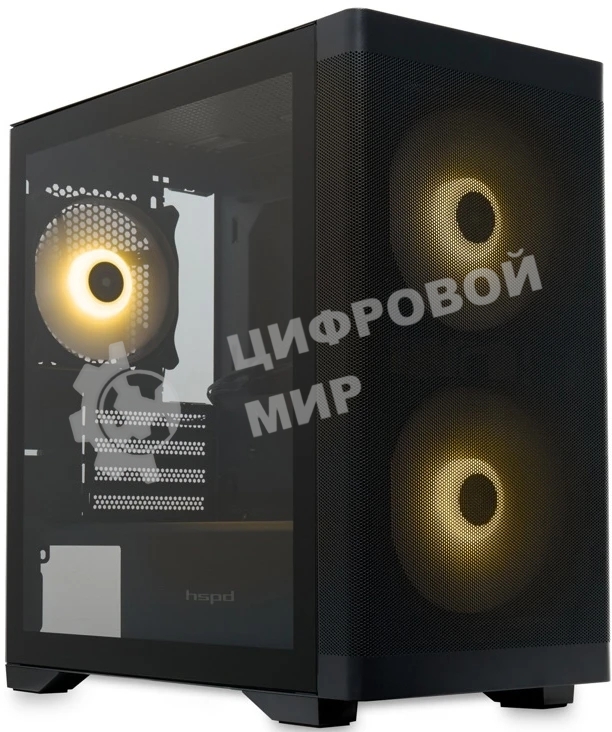 Компьютерный корпус без блока питания HSPD M320, Mesh Mini-tower, черный, slide TG, 0.45 SPCC, 2x140мм ARGb+1x120мм ARGb mATX, mITX 160/340/184мм 2x2.5