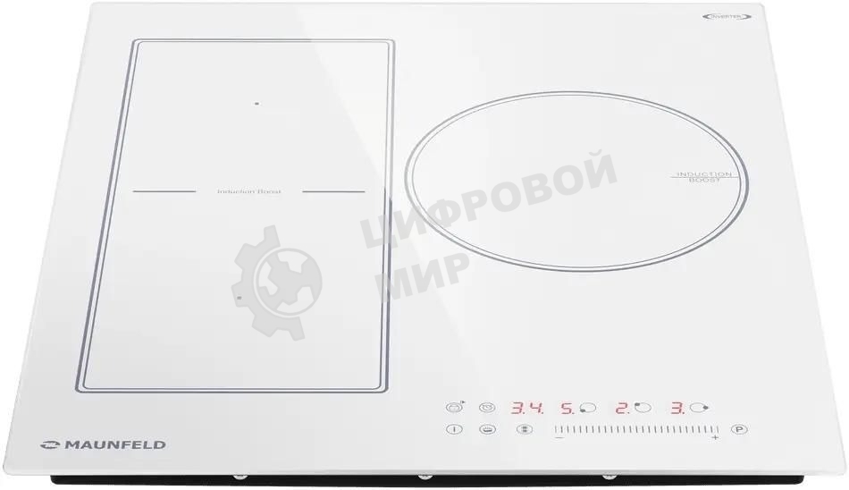 Индукционная варочная панель Maunfeld CVI453SBWH Inverter, конфорок: 3 шт., стеклокерамика, независимая, белый