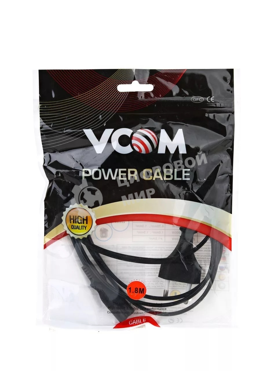 Кабель для аудио-видео техники IEC-320-C7--розетка 220V, 2-pin, 1,8м, медь, VCOM