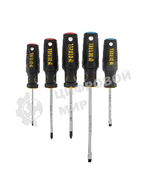 Набор отверток Denzel 5 шт., PH+SL, S2, 3к рукоятка