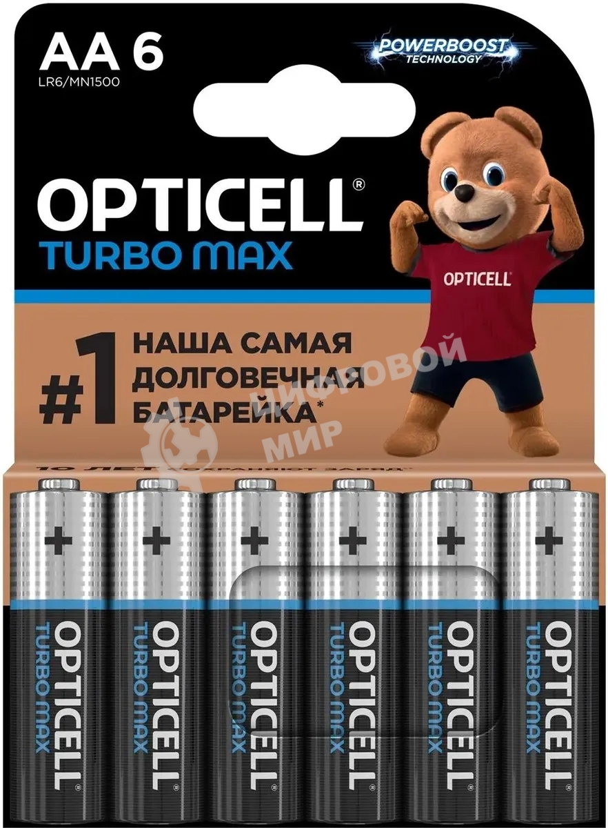 Батарея Opticell Turbo MAX LR6 AA (6шт) блистер