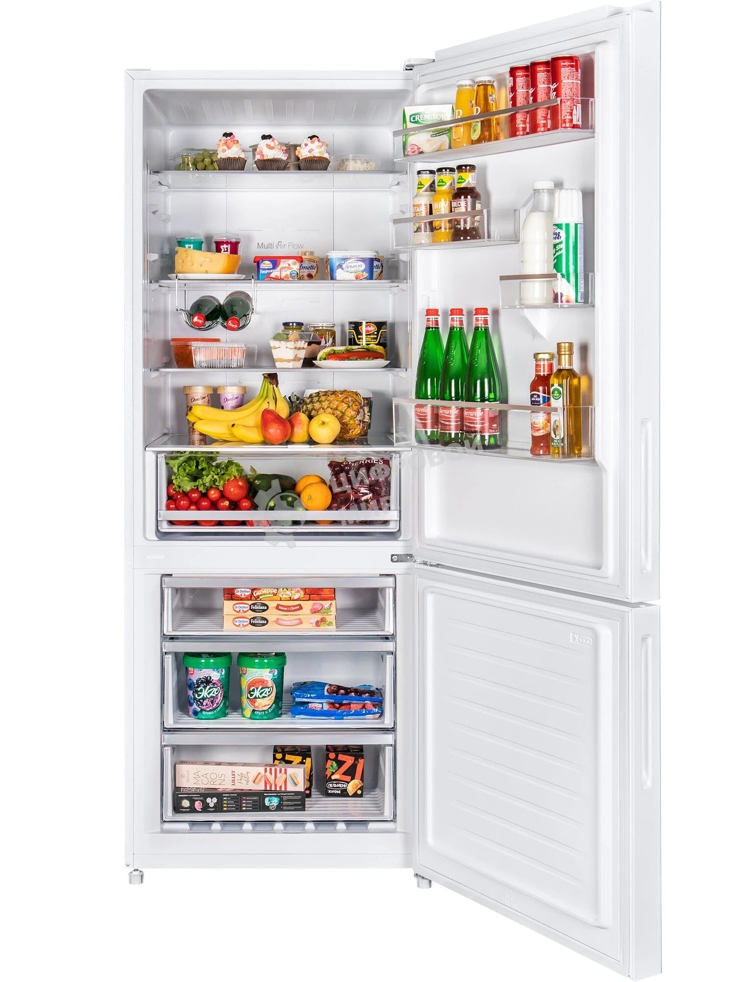 Холодильник Maunfeld MFF1857NFW белый мат. инвертер двухкамерный 336/117л морозилка снизу