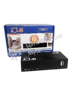 ТВ-тюнер ZOLAN ZN 805 DVB-T2/Wi-Fi/IPTV/MEGOGO/YouTube, дисплей