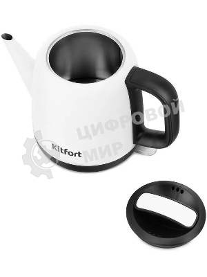 Чайник электрический Kitfort KT-6112 1 л, 1630 Вт, белый/черный (корпус: нержавеющая сталь)