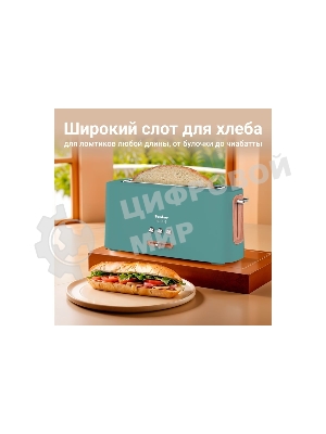 Тостер Tesler TT-140, зеленый, 980 Вт, 1 слот