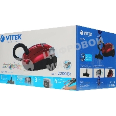 Пылесос Vitek VT-1820 красный/черный, 400/2200 Вт, уборка сухая, пылесборник мешок 4 л