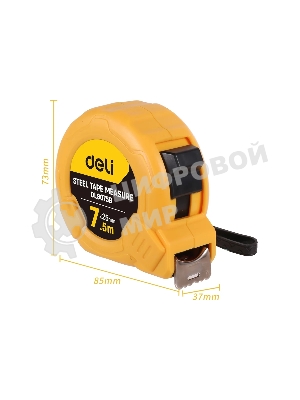 Рулетка Deli DL9075B 7,5мx25мм Метрическая. Корпус ударопрочный.