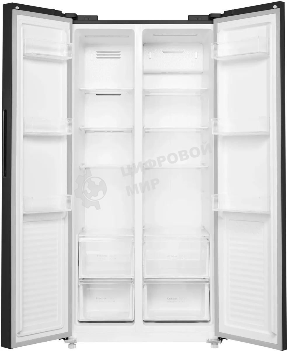 Холодильник Maunfeld MFF177NFBE черный, двухкамерный 263/170л морозилка сбоку, No Frost, Side by Side