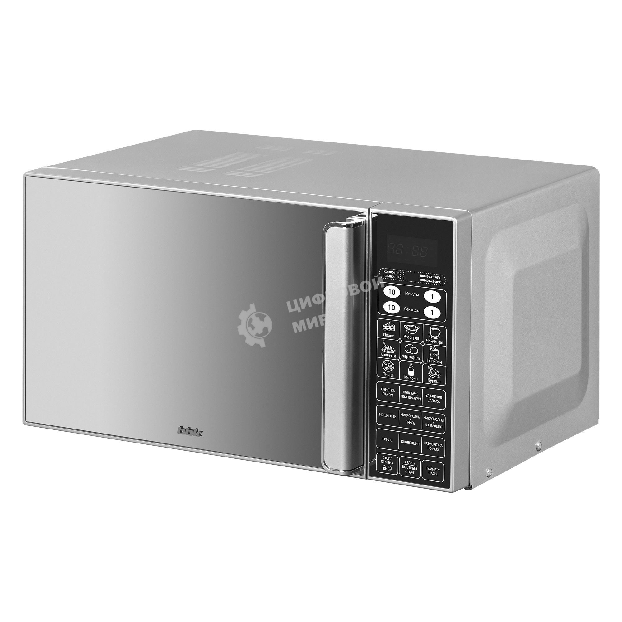 Микроволновая печь BBK 23MWC-982S/SB-M серебристый/черный, 23 л, 900 Вт, переключатели - сенсор