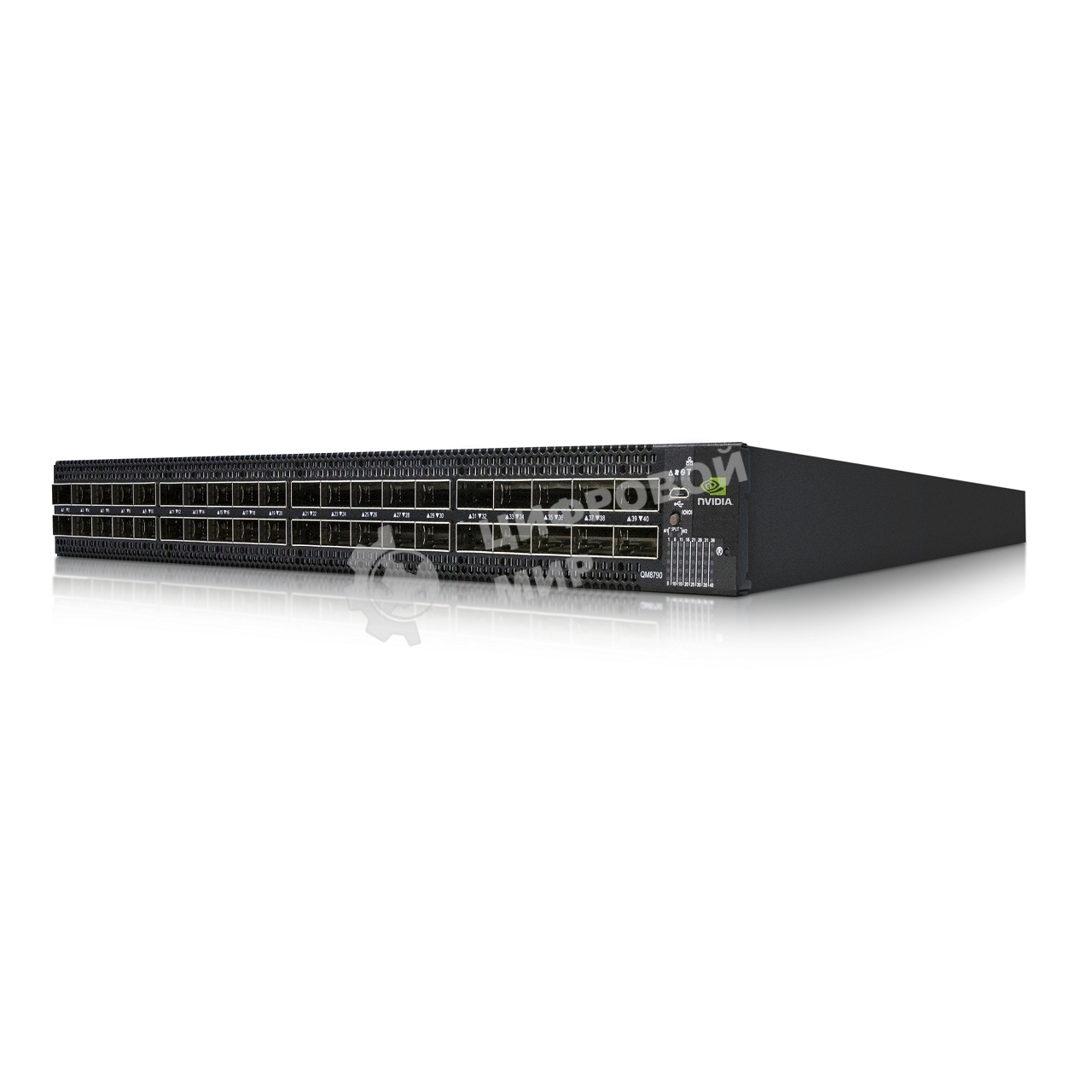 Коммутатор Infiniband Mellanox® Quantum(TM) HDR InfiniBand Switch, 40 QSFP56 ports, 2 Power Supplies (AC), unmanaged, standard depth, P2C airflow, Rail Kit