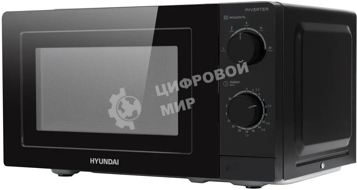 Микроволновая печь Hyundai HYM-M2093 черный, 19 л, 700 Вт, переключатели - поворотный механизм