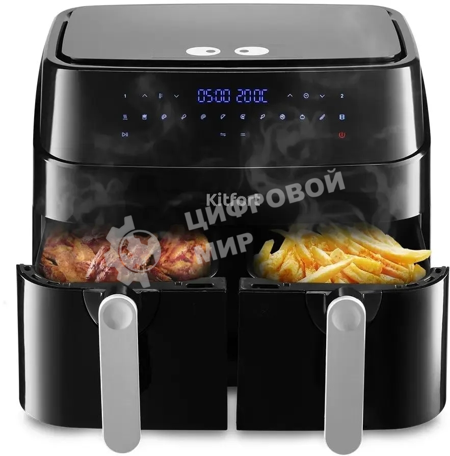 Аэрогриль Kitfort КТ-2250 черный, 1750 Вт, 9 л, сенсор, 12 программ