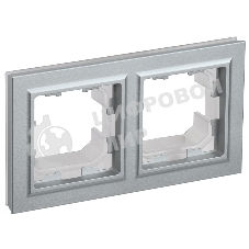 Рамка 2-местная IEK BRITE РУ-2-БрА-44 IP44 алюминий