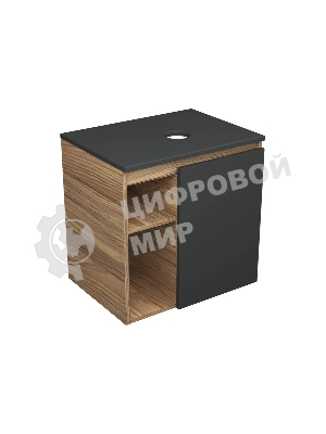 Тумба Bau Dream Blackwood 60 правая, графит, раковина BAU Nimb 51х41 белая, смеситель Hotel Dream, нерж. сталь