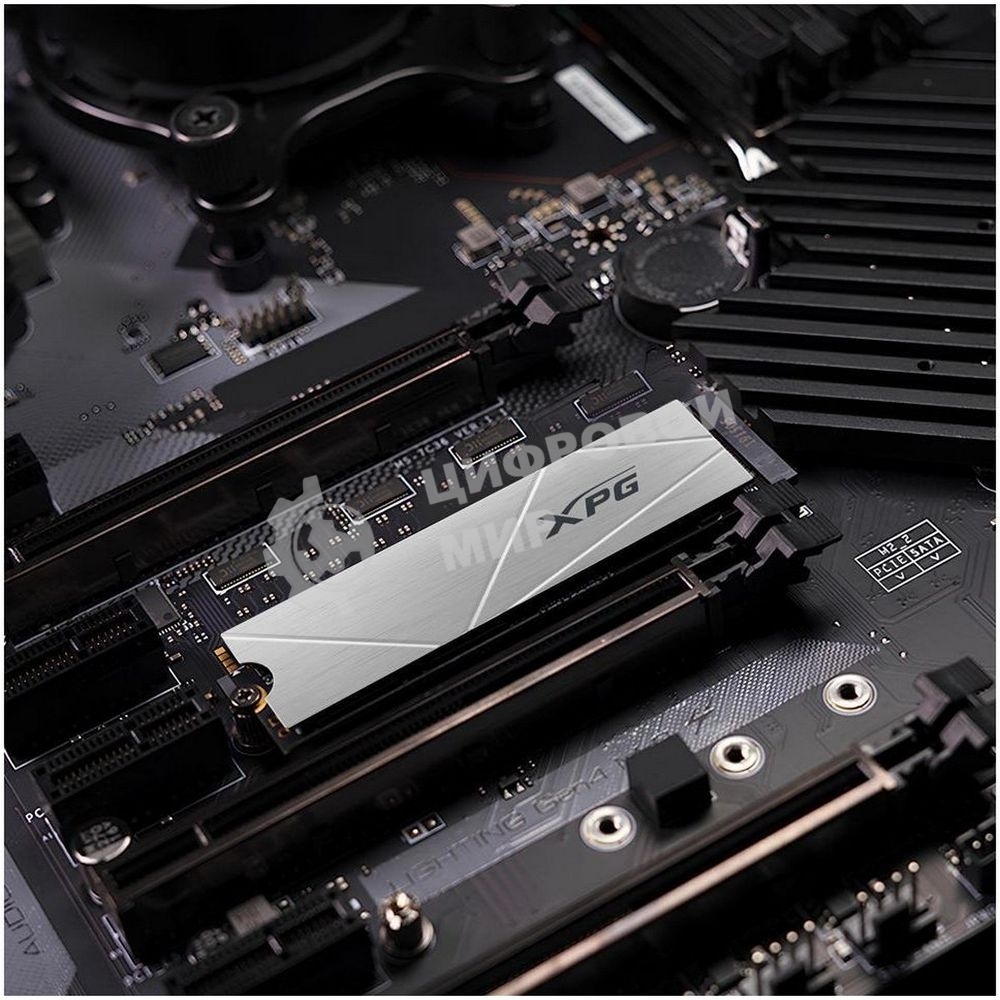 Накопитель SSD ADATA XPG GAMMIX S60, 2Tb, PCIe 4.0 x4, M.2 2280, NVMe, R/W 5000/4200, с радиатором