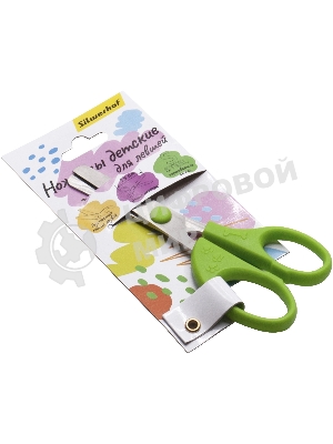 Ножницы для левшей Silwerhof детские 130мм ручки пластиковые асимметричные нержавеющая сталь зеленый