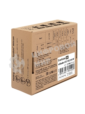 Веб-камера ExeGate eStudio EW-722 2560x1440, 30 кадр/с, USB Type-A, микрофон (2 шт, шумоподавление), автоматическая фокусировка, автоосвещение, шторка приватности, универсальное крепление