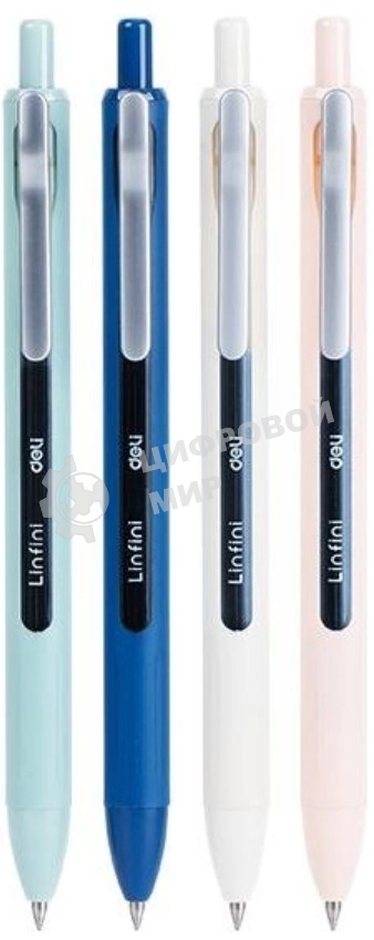 Ручка гелевая автоматическая Deli Linfini EG86-BL ассорти/ассорти, синие чернила, блистер с европодвесом, линия 0.5мм