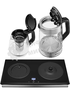 Чайный набор Kitfort КТ-6776 1.8л. 2200Вт черный/нержавеющая сталь корпус: Металл/стекло/пластик