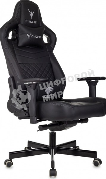 Кресло игровое Knight Hunter черный эко.кожа крестов. металл