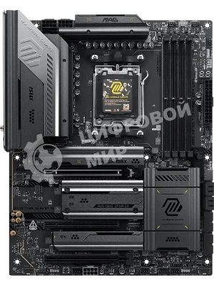Материнская плата MSI MAG X870E TOMAHAWK MAX WIFI, AM5, AMD X870E, 4xDDR5 (до 256 ГБ), 4xSATA, 4xM.2 (2xPCIe 5.0, 2xPCIe 4.0), 1xPCIe 5.0 x16, 1xPCIe 4.0 x16, 1xPCIe 3.0 x16, 1xHDMI, 1x5Gb LAN, Wi-Fi 7, Bluetooth 5.4, 2xUSB-C 40Gbps (USB4), 1xUSB-C 10Gbps, 2xUSB-A 10Gbps, 3xUSB-A 5Gbps, 4xUSB-A 2.0, 3x3.5 мм + S/PDIF оптический, 7.1, чёрный, ATX