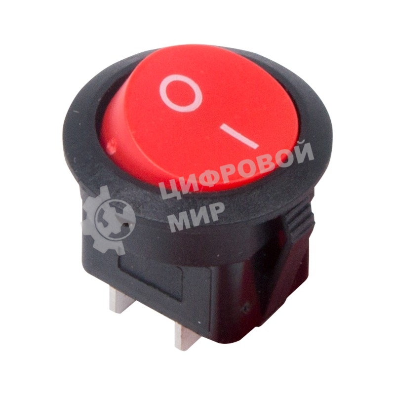 Выключатель клавишный Rexant круглый 250V 6А (2с) ON-OFF красный