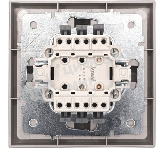 Выключатель проходной 1-кл. с индик. СП ZIMA IP20 10А безвинт. зажим серый матовый LEZARD 704-7488-114QC