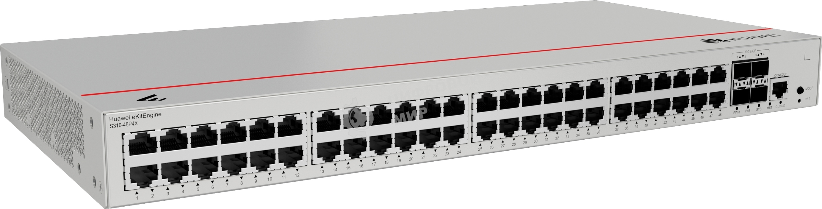 Коммутатор Huawei S310-48PN4X, 48×2.5 Гбит/с PoE+ + 4×10 Гбит/с SFP+, управляемый