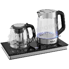 Чайный набор Kitfort КТ-6776 1.8л. 2200Вт черный/нержавеющая сталь корпус: Металл/стекло/пластик