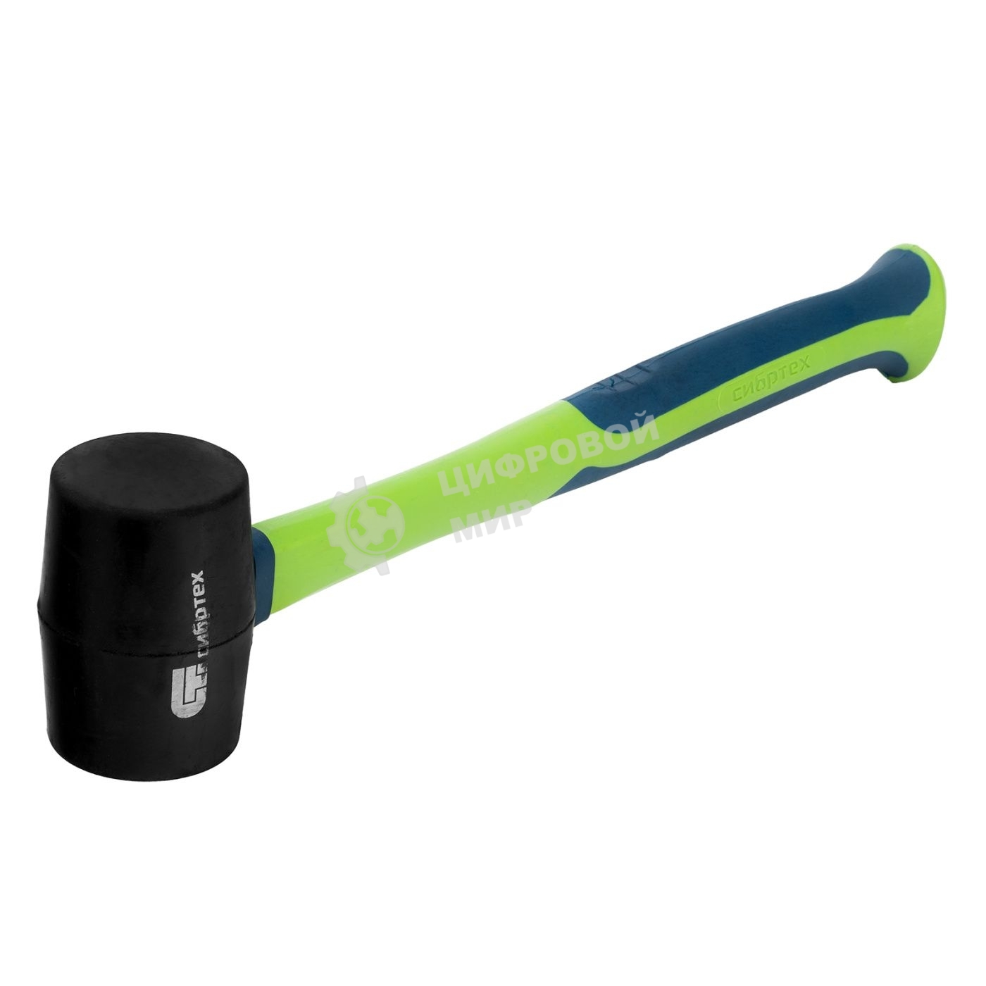 Киянка резиновая Сибртех 450 г, черная резина, фибергласовая рукоятка