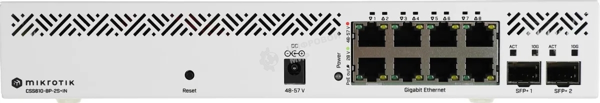 Коммутатор MikroTik CSS610-8P-2S+IN PoE-коммутатор, 8х 1G RJ45, 2х SFP+, раздача PoE 140 Вт, SwitchOS Lite
