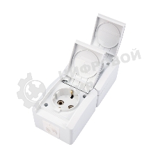 Блок вертикальный 2 розетки (керамика) Kranz INDUSTRIAL IP54 с заземлением, о/у, белый