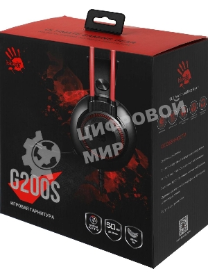 Гарнитура Bloody G200S чёрный/красный, проводная, подсветка