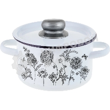 Кастрюля Appetite 1с15с/1 JE TAIME с крышкой, эмалированная сталь, цилиндрическая 1,5 л