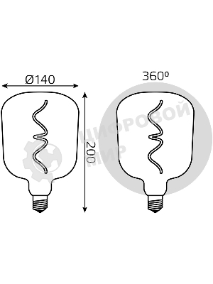 Лампа светодиодная Gauss Filament V140 5W 200lm 1800К Е27 black-clear flexible LED