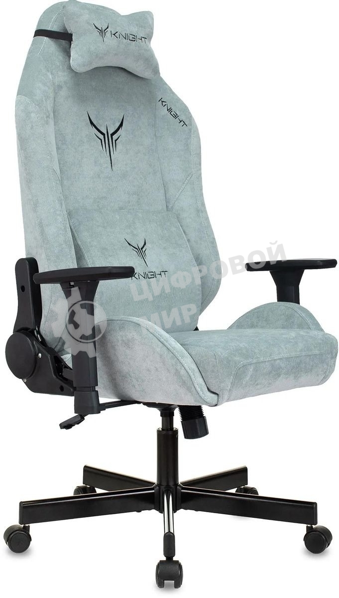 Кресло игровое Бюрократ Knight N1 Fabric серо-голубой Light-28 с подголов. крестовина металл