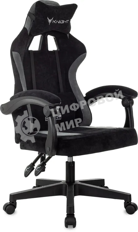 Кресло игровое Knight Wolf черный/серый крестов. пластик