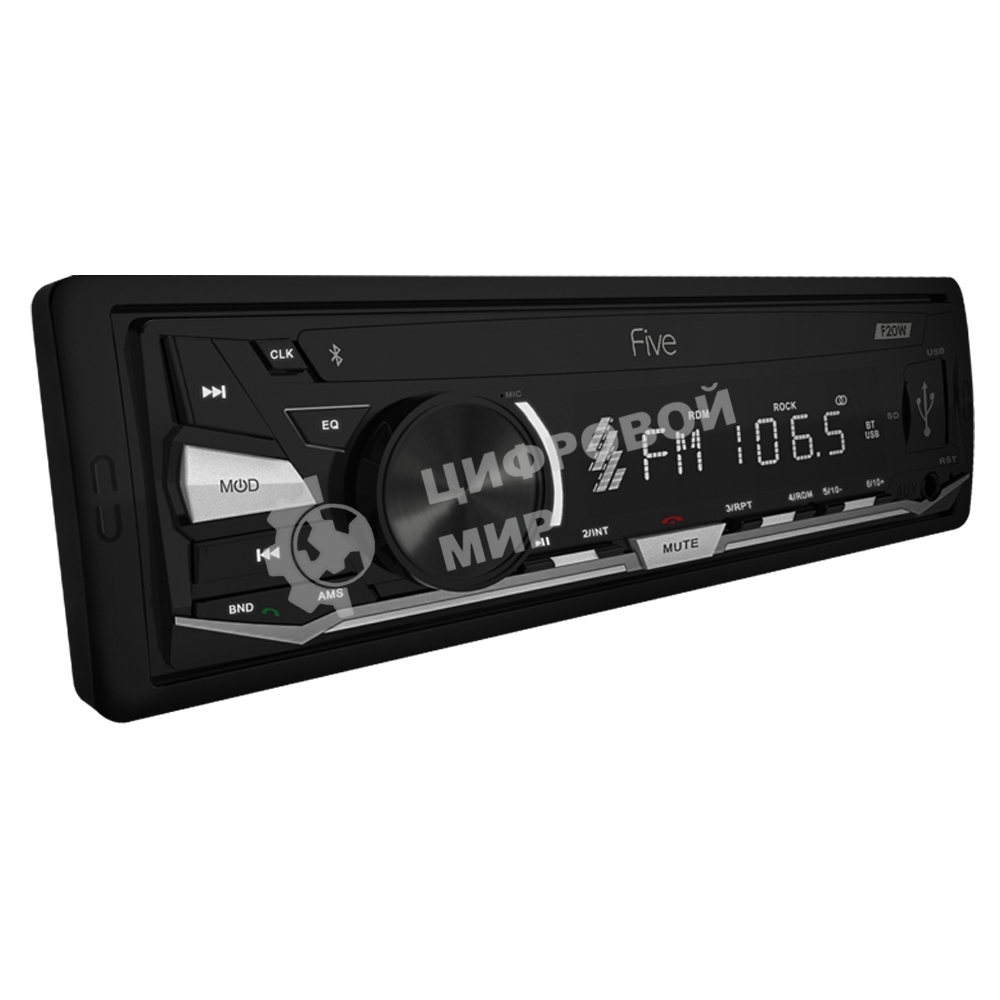 Автомагнитола FIVE F-20W, 1 DIN, Bluetooth, USB Type-A, AUX