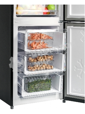 Холодильник Nordfrost RFC 390D NFGB черное матовое стекло двухкамерный 240/95л морозилка снизу